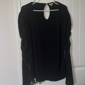 Black long sleeve top, ruched sleeves